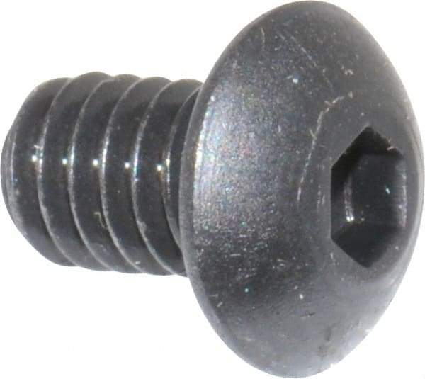 Unbrako - #8-32 UNC Hex Socket Drive, Button Screw - Alloy Steel, Black Oxide Finish, 1/4" Length Under Head - Americas Industrial Supply