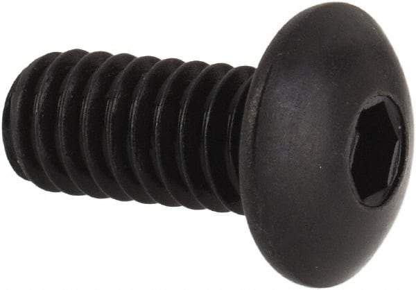 Unbrako - #8-32 UNC Hex Socket Drive, Button Screw - Alloy Steel, Black Oxide Finish, 3/8" Length Under Head - Americas Industrial Supply