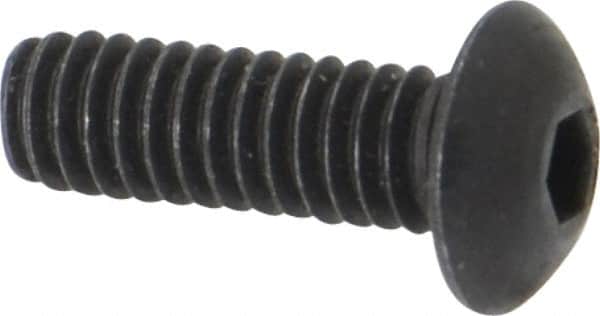 Unbrako - #8-32 UNC Hex Socket Drive, Button Screw - Alloy Steel, Black Oxide Finish, 1/2" Length Under Head - Americas Industrial Supply