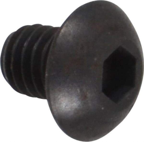 Unbrako - #10-32 UNF Hex Socket Drive, Button Screw - Alloy Steel, Black Oxide Finish, 1/4" Length Under Head - Americas Industrial Supply