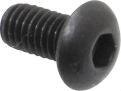 Unbrako - #10-32 UNF Hex Socket Drive, Button Screw - Alloy Steel, Black Oxide Finish, 3/8" Length Under Head - Americas Industrial Supply