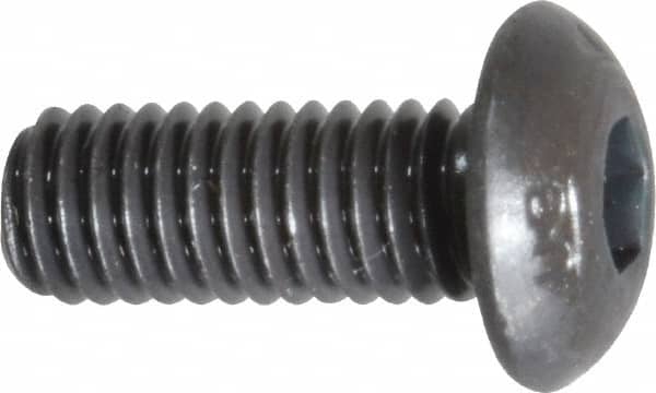 Unbrako - #10-32 UNF Hex Socket Drive, Button Screw - Alloy Steel, Black Oxide Finish, 1/2" Length Under Head - Americas Industrial Supply