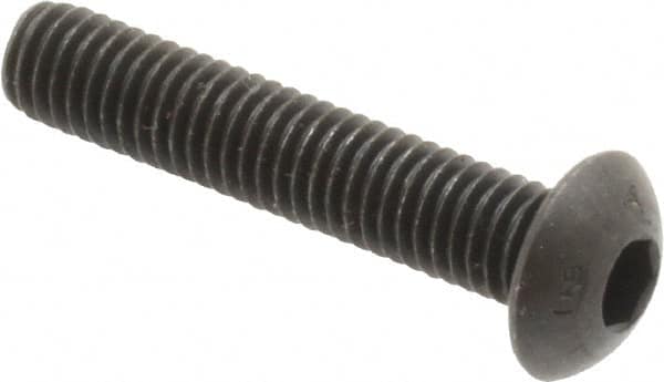 Unbrako - #10-32 UNF Hex Socket Drive, Button Screw - Alloy Steel, Black Oxide Finish, 1" Length Under Head - Americas Industrial Supply