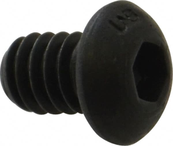 Unbrako - 1/4-20 UNC Hex Socket Drive, Button Screw - Alloy Steel, Black Oxide Finish, 3/8" Length Under Head - Americas Industrial Supply