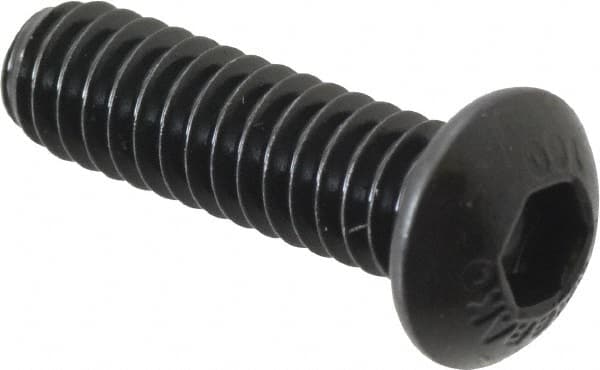 Unbrako - 1/4-20 UNC Hex Socket Drive, Button Screw - Alloy Steel, Black Oxide Finish, 7/8" Length Under Head - Americas Industrial Supply