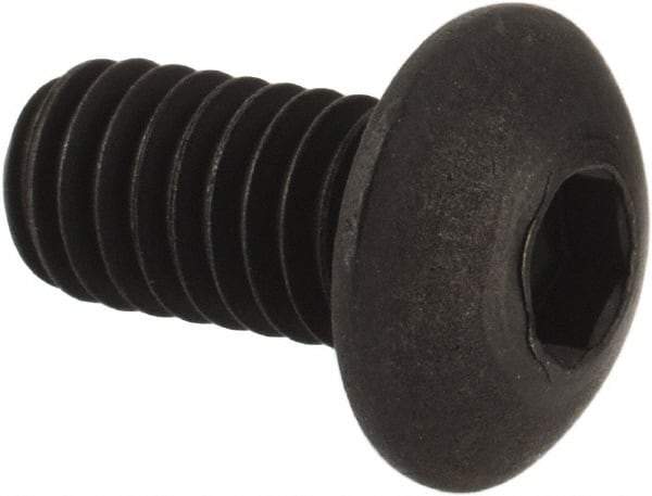 Unbrako - M4x0.70 Metric Coarse Hex Socket Drive, Button Screw - Alloy Steel, Black Oxide Finish, 8mm Length Under Head - Americas Industrial Supply