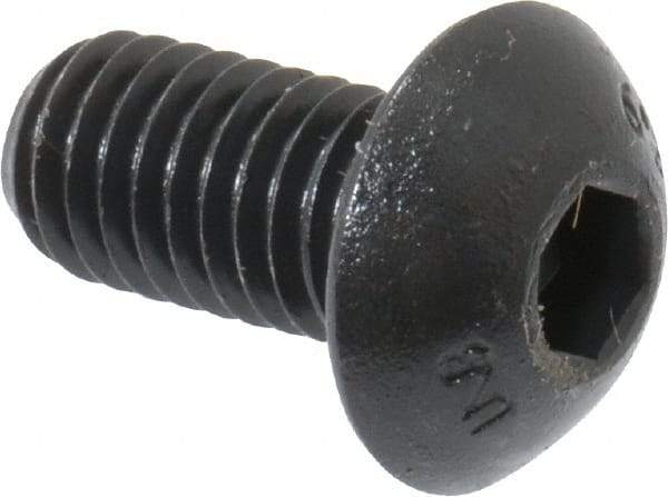 Unbrako - M5x0.80 Metric Coarse Hex Socket Drive, Button Screw - Alloy Steel, Black Oxide Finish, 10mm Length Under Head - Americas Industrial Supply