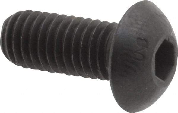 Unbrako - M5x0.80 Metric Coarse Hex Socket Drive, Button Screw - Alloy Steel, Black Oxide Finish, 12mm Length Under Head - Americas Industrial Supply