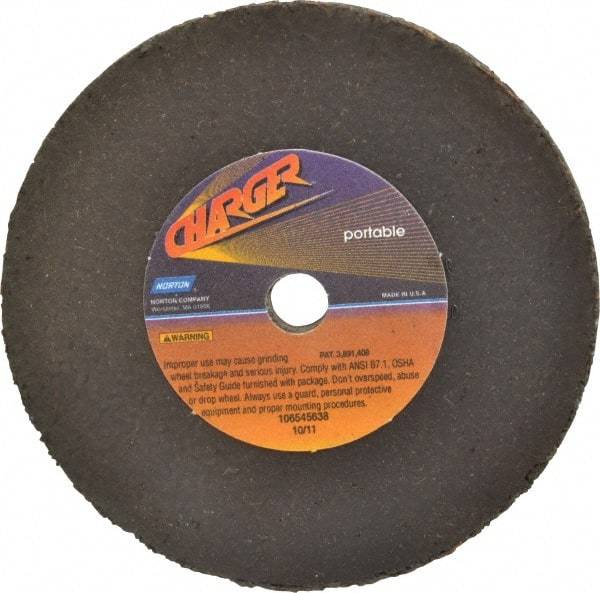 Norton - 4" Diam x 3/8" Hole x 1/4" Thick, T Hardness, 20 Grit Surface Grinding Wheel - Zirconia Alumina, Type 1, Very Coarse Grade, 15,280 Max RPM, No Recess - Americas Industrial Supply