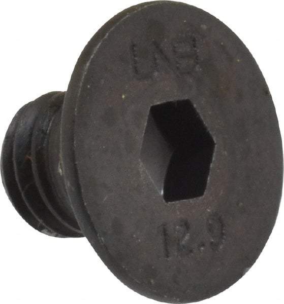 Unbrako - M8x1.25 Metric Coarse Hex Socket Drive, 90 to 92° Flat Screw - Grade 12.9 Alloy Steel, Black Oxide Finish, 10mm OAL - Americas Industrial Supply