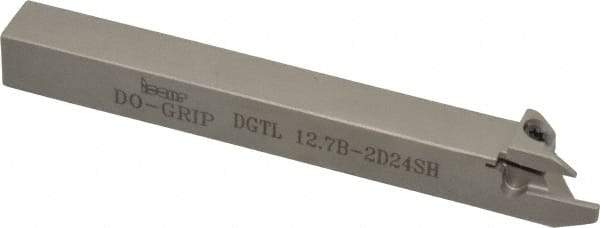 Iscar - External Grooving/Parting, 0.95mm Max Cut of Depth, 0.075" Min Groove Width, 4.7" OAL, Left Hand Indexable Grooving Cutoff Toolholder - 1/2" Shank Height x 1/2" Shank Width, DG. 1../DG. 2.. Insert Style, DGT Toolholder Style, Series Do Grip - Americas Industrial Supply