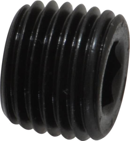 Unbrako - 1/4-18, 13/32" OAL, Alloy Steel Socket Pressure Plug - 7/8" Taper per Foot, 1/4" Hex Key - Americas Industrial Supply