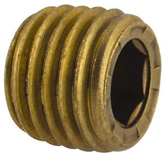Unbrako - 1/16-27, 1/4" OAL, Brass Socket Pressure Plug - 7/8" Taper per Foot, 5/32" Hex Key - Americas Industrial Supply