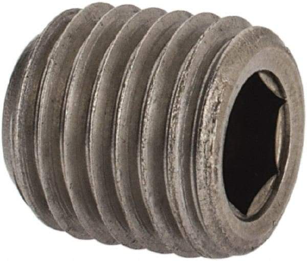 Unbrako - 1/16-27, 5/16" OAL, Stainless Steel Socket Pressure Plug - 3/4" Taper per Foot, 5/32" Hex Key - Americas Industrial Supply