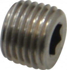 Unbrako - 1/4-18, 7/16" OAL, Stainless Steel Socket Pressure Plug - 3/4" Taper per Foot, 1/4" Hex Key - Americas Industrial Supply