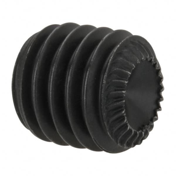 Unbrako - M8, 8mm OAL, Knurled Cup Point Set Screw - Grade 45H Alloy Steel, 4mm Key - Americas Industrial Supply