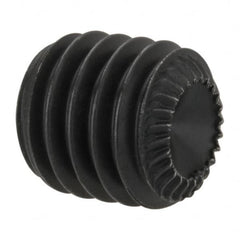 Unbrako - M8, 8mm OAL, Knurled Cup Point Set Screw - Grade 45H Alloy Steel, 4mm Key - Americas Industrial Supply