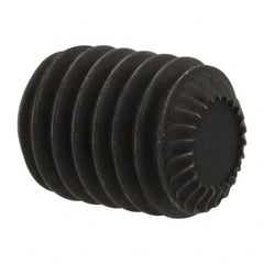 Unbrako - M8, 10mm OAL, Knurled Cup Point Set Screw - Grade 45H Alloy Steel, 4mm Key - Americas Industrial Supply