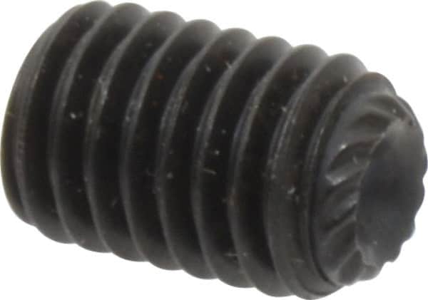 Unbrako - M8, 12mm OAL, Knurled Cup Point Set Screw - Grade 45H Alloy Steel, 4mm Key - Americas Industrial Supply