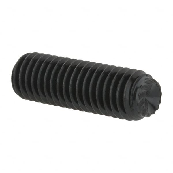 Unbrako - M8, 25mm OAL, Knurled Cup Point Set Screw - Grade 45H Alloy Steel, 4mm Key - Americas Industrial Supply