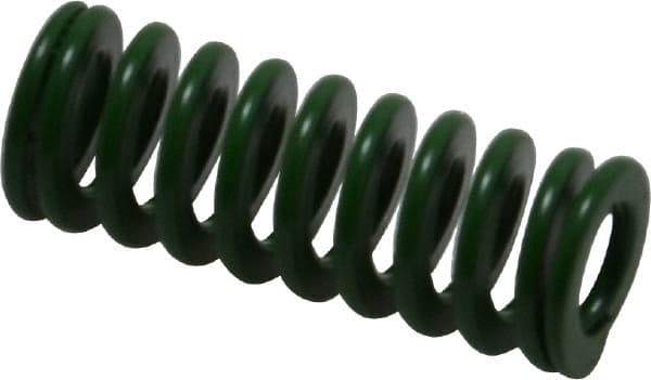 Associated Spring Raymond - 12.5mm Hole Diam, 6.3mm Rod Diam, 1-1/4" Free Length, Green Die Spring - 214.8 N Max Deflection, 13.1mm Max Deflection, Light Duty, Chromium Alloy Steel - Americas Industrial Supply