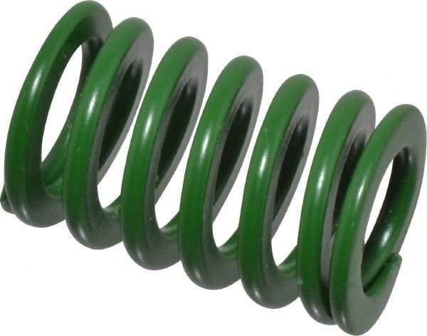 Associated Spring Raymond - 16mm Hole Diam, 8mm Rod Diam, 1" Free Length, Green Die Spring - 184.4 N Max Deflection, 10.3mm Max Deflection, Light Duty, Chromium Alloy Steel - Americas Industrial Supply