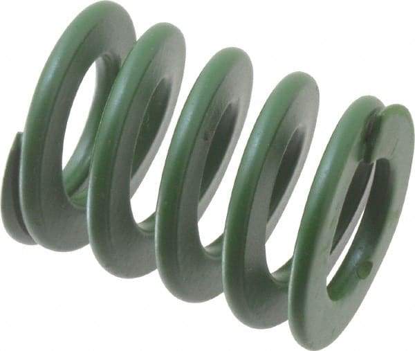 Associated Spring Raymond - 20mm Hole Diam, 10mm Rod Diam, 1" Free Length, Green Die Spring - 569.2 N Max Deflection, 10.2mm Max Deflection, Light Duty, Chromium Alloy Steel - Americas Industrial Supply