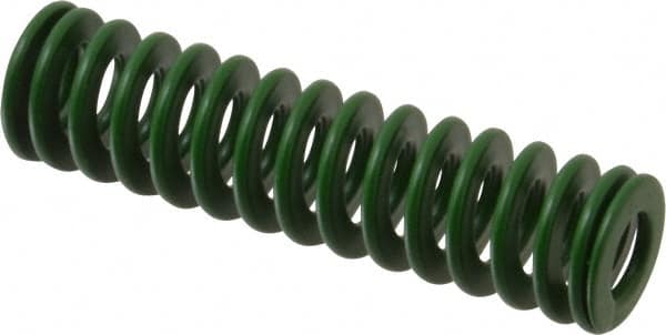 Associated Spring Raymond - 20mm Hole Diam, 10mm Rod Diam, 3" Free Length, Green Die Spring - 480 N Max Deflection, 30mm Max Deflection, Light Duty, Chromium Alloy Steel - Americas Industrial Supply