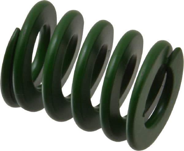 Associated Spring Raymond - 25mm Hole Diam, 12.5mm Rod Diam, 1-1/4" Free Length, Green Die Spring - 1003.8 N Max Deflection, 12.5mm Max Deflection, Light Duty, Chromium Alloy Steel - Americas Industrial Supply