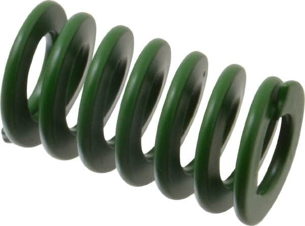 Associated Spring Raymond - 25mm Hole Diam, 12.5mm Rod Diam, 1-3/4" Free Length, Green Die Spring - 952.2 N Max Deflection, 18mm Max Deflection, Light Duty, Chromium Alloy Steel - Americas Industrial Supply