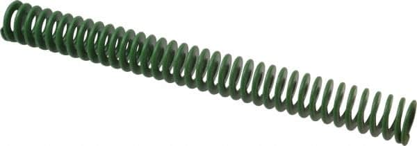 Associated Spring Raymond - 32mm Hole Diam, 16mm Rod Diam, 12" Free Length, Green Die Spring - 1256.6 N Max Deflection, 122mm Max Deflection, Light Duty, Chromium Alloy Steel - Americas Industrial Supply