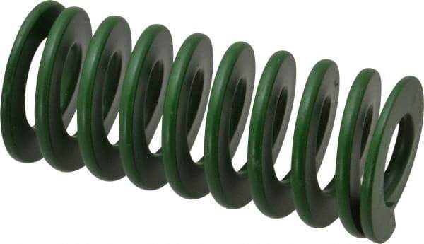 Associated Spring Raymond - 40mm Hole Diam, 20mm Rod Diam, 3-1/2" Free Length, Green Die Spring - 1785 N Max Deflection, 35mm Max Deflection, Light Duty, Chromium Alloy Steel - Americas Industrial Supply