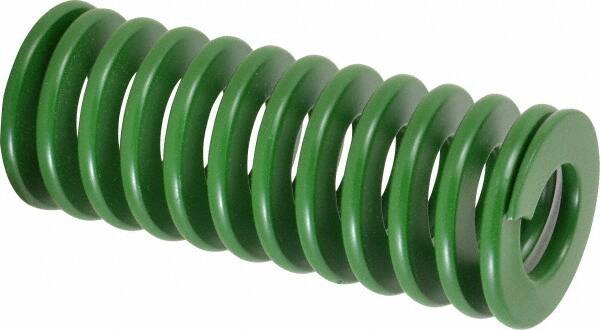 Associated Spring Raymond - 50mm Hole Diam, 25mm Rod Diam, 5" Free Length, Green Die Spring - 3621 N Max Deflection, 51mm Max Deflection, Light Duty, Chromium Alloy Steel - Americas Industrial Supply