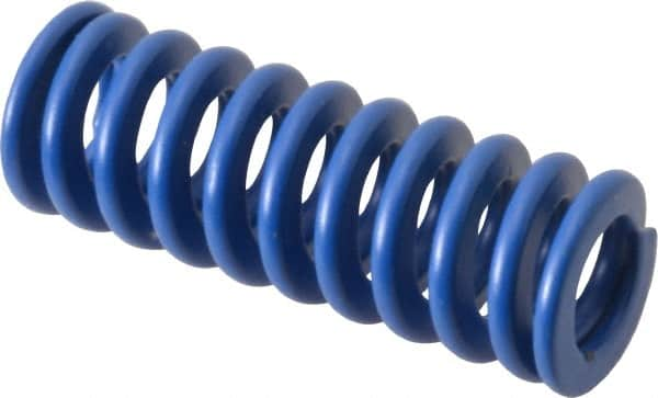 Associated Spring Raymond - 16mm Hole Diam, 8mm Rod Diam, 1-3/4" Free Length, Blue Die Spring - 501 N Max Deflection, 16.7mm Max Deflection, Medium Duty, Chromium Alloy Steel - Americas Industrial Supply