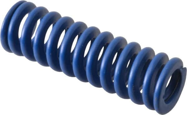 Associated Spring Raymond - 16mm Hole Diam, 8mm Rod Diam, 2" Free Length, Blue Die Spring - 512.2 N Max Deflection, 19.4mm Max Deflection, Medium Duty, Chromium Alloy Steel - Americas Industrial Supply