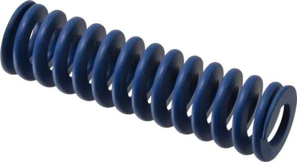 Associated Spring Raymond - 25mm Hole Diam, 12.5mm Rod Diam, 3-1/2" Free Length, Blue Die Spring - 1260.6 N Max Deflection, 33mm Max Deflection, Medium Duty, Chromium Alloy Steel - Americas Industrial Supply