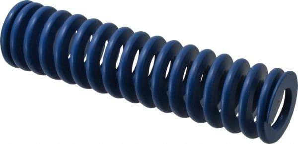 Associated Spring Raymond - 50mm Hole Diam, 25mm Rod Diam, 8" Free Length, Blue Die Spring - 4544.7998 N Max Deflection, 76mm Max Deflection, Medium Duty, Chromium Alloy Steel - Americas Industrial Supply