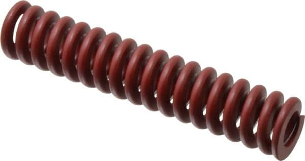 Associated Spring Raymond - 25mm Hole Diam, 12.5mm Rod Diam, 5" Free Length, Red Die Spring - 2192.6001 N Max Deflection, 38mm Max Deflection, Strong Duty, Chromium Alloy Steel - Americas Industrial Supply