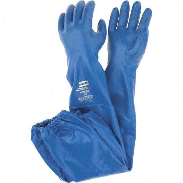 North - Chemical Resistant Gloves - NITRIKNIT SZ7 BLU 1PR NITRI-KNIT NITRILE GLOVE - Americas Industrial Supply