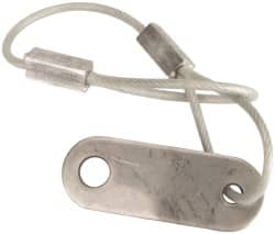Made in USA - 6" Long, Steel Cable Loop & Tab with Hole End, Quick Release Pin Lanyard - 3/64" Cable Diam, 13/64" Hole Diam, Nylon Cable, Galvanized Finish - Americas Industrial Supply