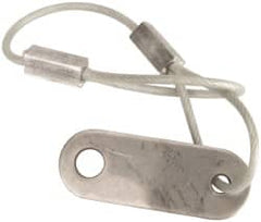 Made in USA - 6" Long, Steel Cable Loop & Tab with Hole End, Quick Release Pin Lanyard - 3/64" Cable Diam, 13/64" Hole Diam, Nylon Cable, Galvanized Finish - Americas Industrial Supply