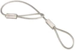 Made in USA - 6" Long, Steel Cable Loop & Loop End, Quick Release Pin Lanyard - 3/64" Cable Diam, Nylon Cable, Galvanized Finish - Americas Industrial Supply
