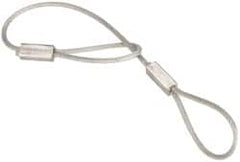Made in USA - 6" Long, Steel Cable Loop & Loop End, Quick Release Pin Lanyard - 3/64" Cable Diam, Nylon Cable, Galvanized Finish - Americas Industrial Supply