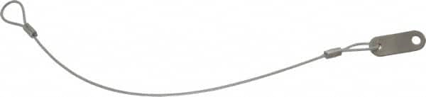 Made in USA - 12" Long, Steel Cable Loop & Tab with Hole End, Quick Release Pin Lanyard - 3/64" Cable Diam, 13/64" Hole Diam, Nylon Cable, Galvanized Finish - Americas Industrial Supply