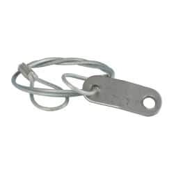 Made in USA - 18" Long, Steel Cable Loop & Tab with Hole End, Quick Release Pin Lanyard - 3/64" Cable Diam, 13/64" Hole Diam, Nylon Cable, Galvanized Finish - Americas Industrial Supply