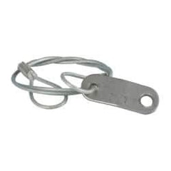 Made in USA - 18" Long, Steel Cable Loop & Tab with Hole End, Quick Release Pin Lanyard - 3/64" Cable Diam, 13/64" Hole Diam, Nylon Cable, Galvanized Finish - Americas Industrial Supply