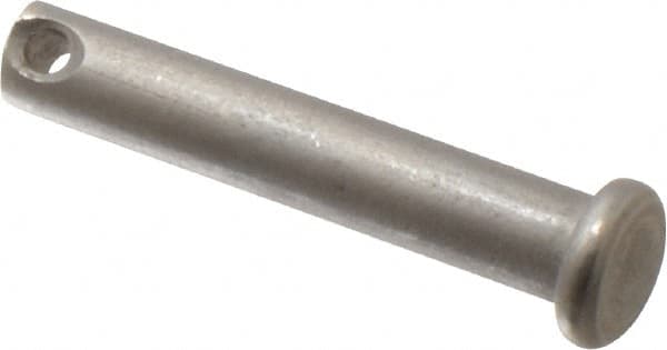 Made in USA - 1/4" Pin Diam, 1-3/8" OAL, Standard Clevis Pin - 3/32" Hole, 1-9/32" Usable Length, Uncoated Stainless Steel - Americas Industrial Supply