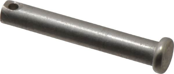 Made in USA - 1/4" Pin Diam, 1-5/8" OAL, Standard Clevis Pin - 3/32" Hole, 1-17/32" Usable Length, Uncoated Stainless Steel - Americas Industrial Supply