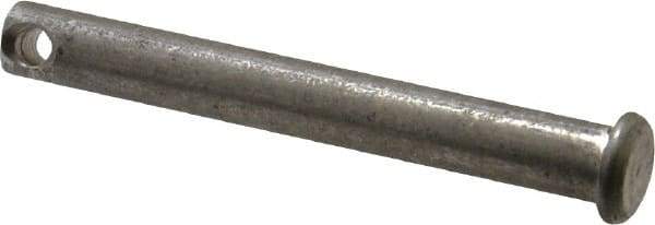 Made in USA - 5/16" Pin Diam, 2-1/2" OAL, Standard Clevis Pin - 9/64" Hole, 2-23/64" Usable Length, Uncoated Stainless Steel - Americas Industrial Supply