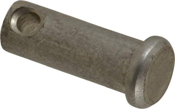 Made in USA - 3/8" Pin Diam, 1" OAL, Standard Clevis Pin - 5/32" Hole, 27/32" Usable Length, Uncoated Stainless Steel - Americas Industrial Supply